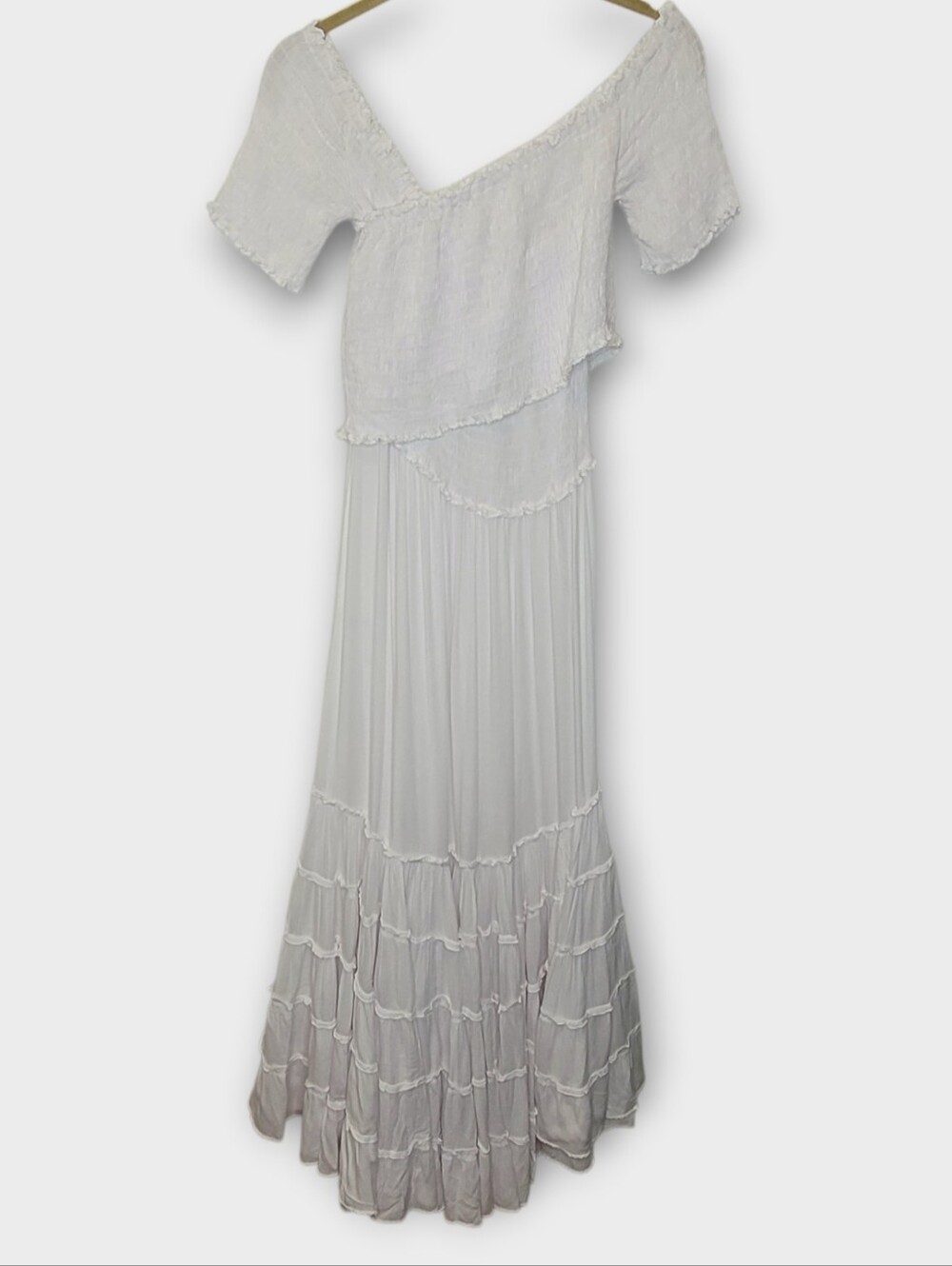 Poupette St Barth Soledad Smocked Midi Dress XS White - Picture 3 of 8